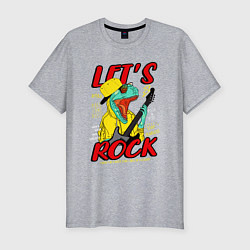 Футболка slim-fit Динозавр рок-гитарист, цвет: меланж