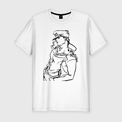 Мужская slim-футболка Дзётаро Кудзё - герой