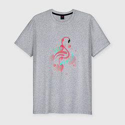 Мужская slim-футболка Фламинго в серце