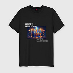 Мужская slim-футболка С Ханукой, праздником света и огней