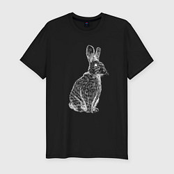 Футболка slim-fit Нарисованный кролик, цвет: черный