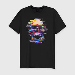 Мужская slim-футболка Art skull - glitch