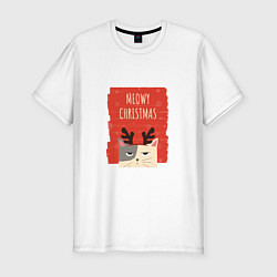 Мужская slim-футболка Meowy christmas