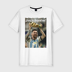 Мужская slim-футболка Lionel Messi - world champion - Argentina