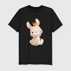 Мужская slim-футболка Милый зайка с короной
