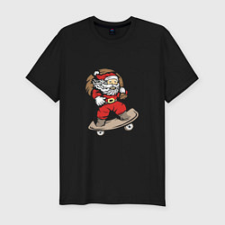 Мужская slim-футболка Санта на скейте с подарками