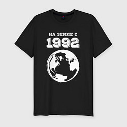 Футболка slim-fit На Земле с 1992 с краской на темном, цвет: черный