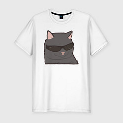 Мужская slim-футболка Серый котик в очках