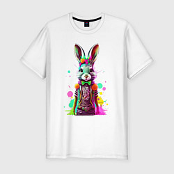Мужская slim-футболка Яркий кролик