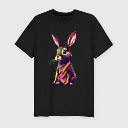 Мужская slim-футболка Кролик сидит