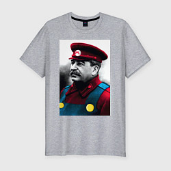 Мужская slim-футболка Иосиф Виссарионович Сталин - memes Mario