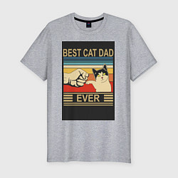 Мужская slim-футболка Лучший кошачий папа на свете
