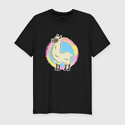 Мужская slim-футболка Мультяшная лама альпака