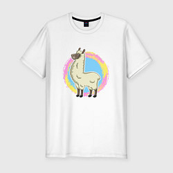 Мужская slim-футболка Мультяшная лама альпака