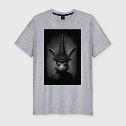 Мужская slim-футболка Жуткий страшный кролик заяц