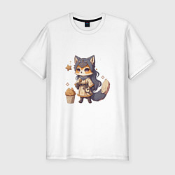 Футболка slim-fit Лиса хитрый зверь, цвет: белый