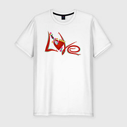 Мужская slim-футболка Сердце с кинжалом и розой