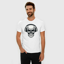 Футболка slim-fit Череп и наушники, цвет: белый — фото 2