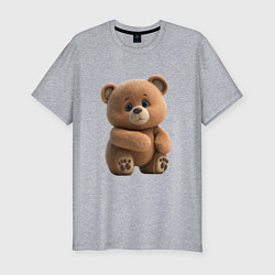 Футболка slim-fit Большой плюшевый мишка, цвет: меланж