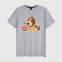 Мужская slim-футболка У собачки День рождения
