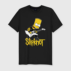 Футболка slim-fit Slipknot Барт Симпсон рокер, цвет: черный