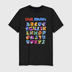 Мужская slim-футболка Latin alphabet for children