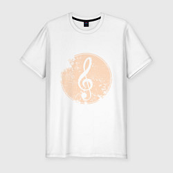 Мужская slim-футболка Музыка - скрипичный ключ