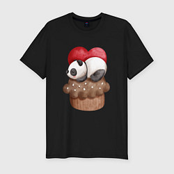 Мужская slim-футболка Панда на кексе
