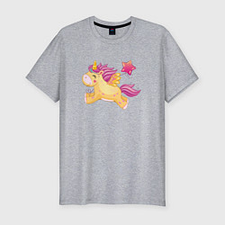 Мужская slim-футболка Единорог с шариком в виде сердечка