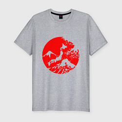 Мужская slim-футболка Флаг Японии - красное солнце