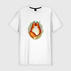 Мужская slim-футболка Весенняя лисичка и лаванда