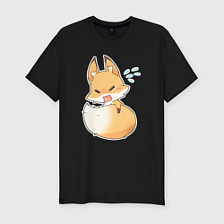 Мужская slim-футболка Милая лисичка недовольна