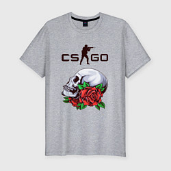 Мужская slim-футболка Контра и череп с розами