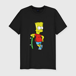 Мужская slim-футболка Барт и скейт