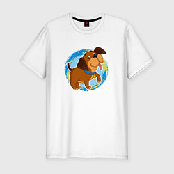 Мужская slim-футболка Милый мультяшный щенок