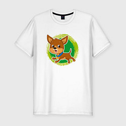 Мужская slim-футболка Мультяшная собака чихуахуа