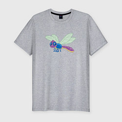 Футболка slim-fit Милая мультяшная стрекоза, цвет: меланж