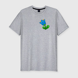 Мужская slim-футболка Мультяшный цветок голубой колокольчик