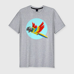 Мужская slim-футболка Красочный попугай
