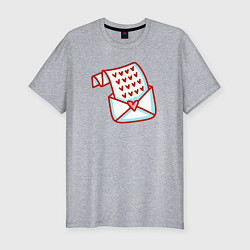 Мужская slim-футболка Письмо с сердцами