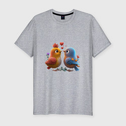 Футболка slim-fit Птички в любви, цвет: меланж