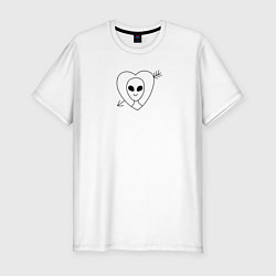Футболка slim-fit Сердце с инопланитянином, цвет: белый