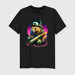 Мужская slim-футболка Боевой медведь ракетчик