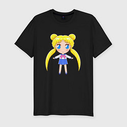 Мужская slim-футболка Sailor moon chibi