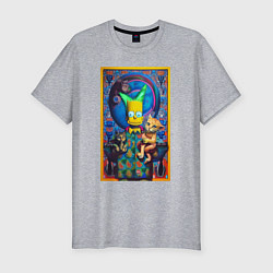 Мужская slim-футболка Bart Simpson and cats - нейросеть - плакат