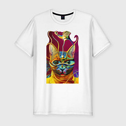 Мужская slim-футболка Модерновый кот - нейросеть - art