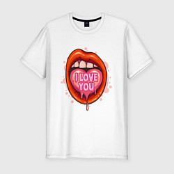 Футболка slim-fit I love you, цвет: белый