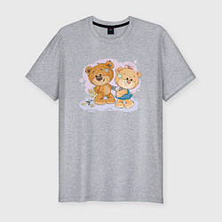 Мужская slim-футболка Влюблённые мишки арт