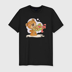Мужская slim-футболка Мишка с конфетами