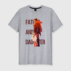 Мужская slim-футболка Отец со своей дочкой